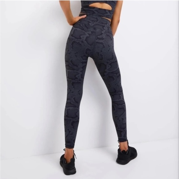 All Fenix Python Blue Snakeskin Print High Rise Active Leggings size S - Picture 2 of 8